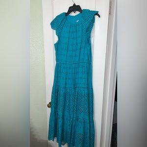 Antonio Melani -
Fernanda Crew Neck Flutter Cap Sleeve Eyelet Dress